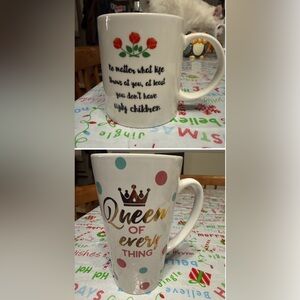 Set of 2 Ceramic Coffee Mugs for Mom, “No Ugly Children” & “Queen of Everything”